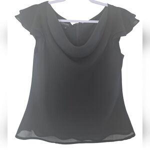 Cynthia Howie black blouse, size 12, 100% polyester.